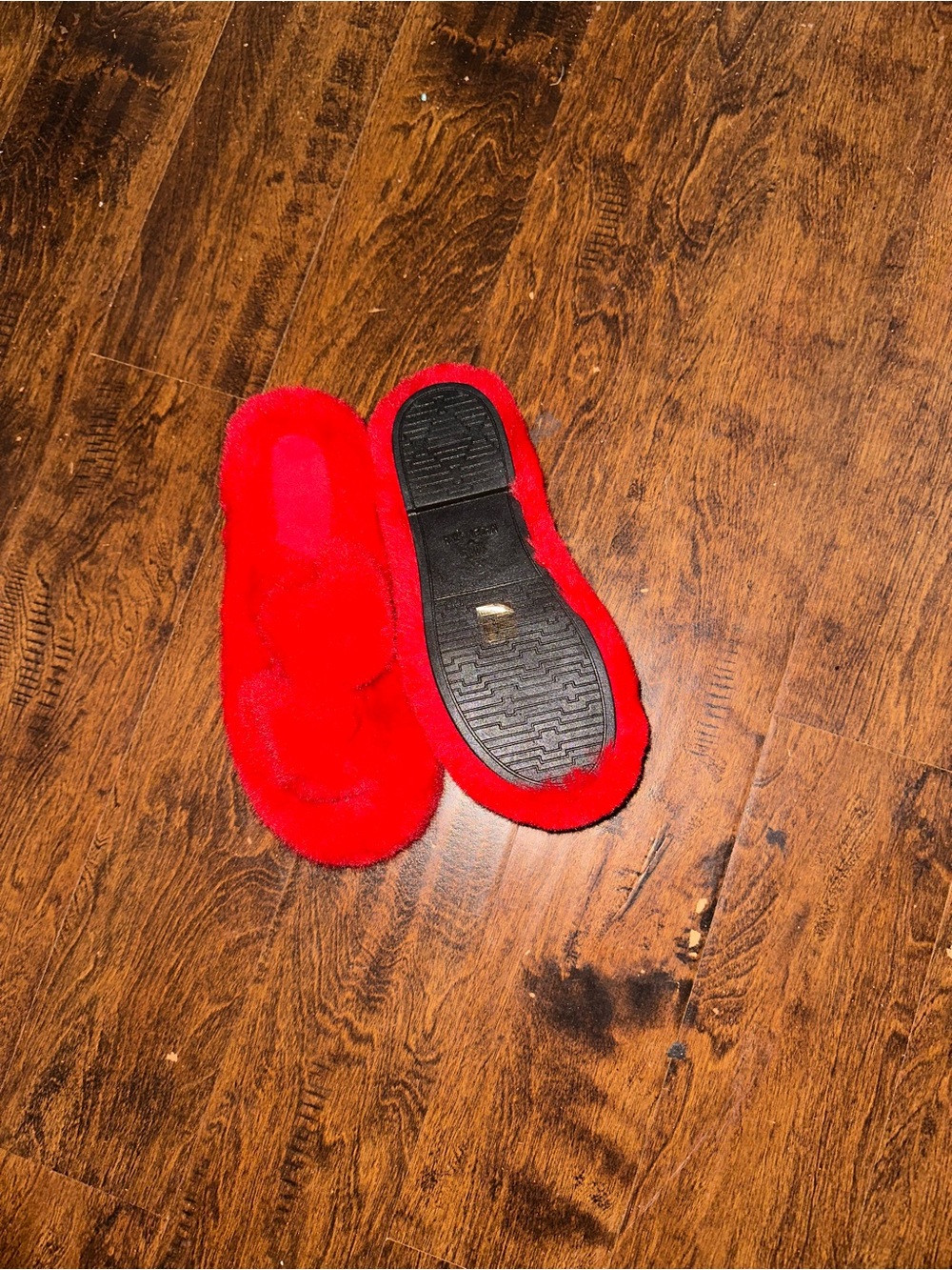 Red Furry Slide Slippers - Picture 11 of 11